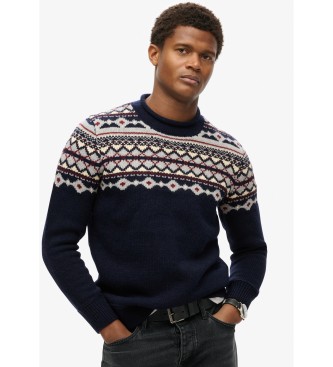 Superdry Fairisle navy turtleneck jumper