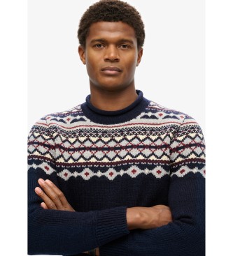 Superdry Jersey de cuello vuelto Fairisle marino