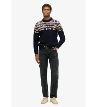 Superdry Fairisle navy turtleneck jumper