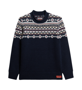 Superdry Jersey de cuello vuelto Fairisle marino