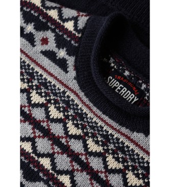 Superdry Jersey de cuello vuelto Fairisle marino