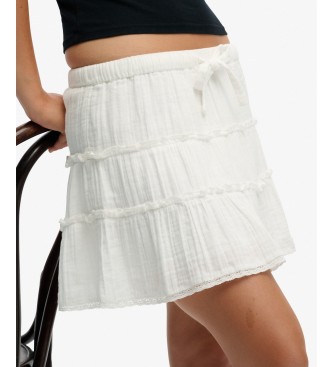 Superdry Kjol med b�rder vit