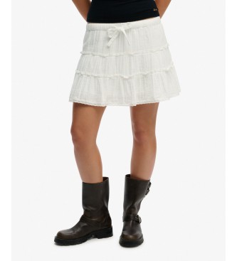 Superdry Kjol med b�rder vit