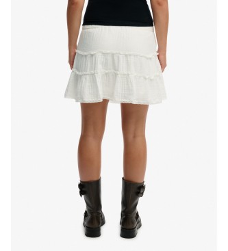 Superdry Kjol med b�rder vit