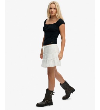 Superdry Kjol med b�rder vit