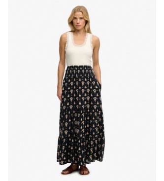 Superdry Black floral-print skirt