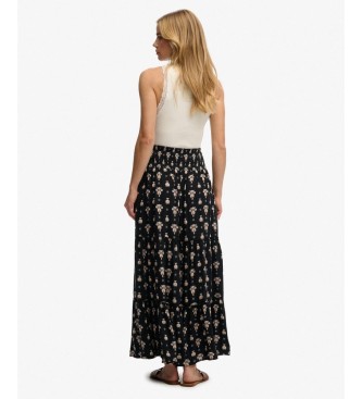 Superdry Black floral-print skirt
