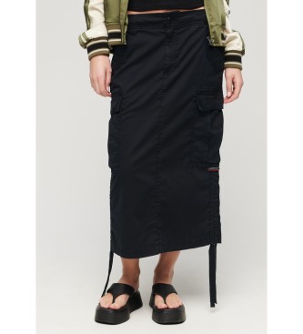 Superdry Black midi military skirt