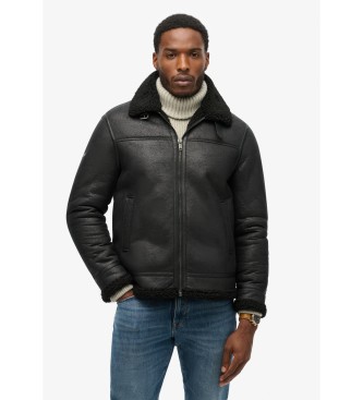 Superdry Jakna Faux Shearling Aviator Jacket black