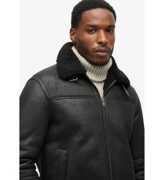 Superdry Jakna Faux Shearling Aviator Jacket black