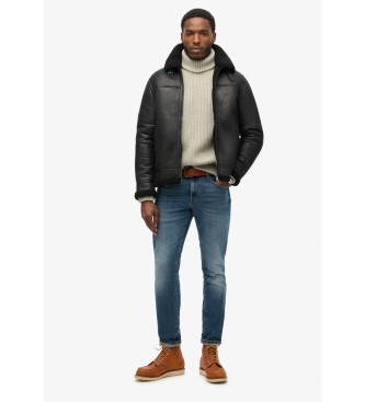 Superdry Jakna Faux Shearling Aviator Jacket black
