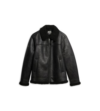 Superdry Jakna Faux Shearling Aviator Jacket black