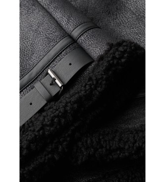 Superdry Jakna Faux Shearling Aviator Jacket black