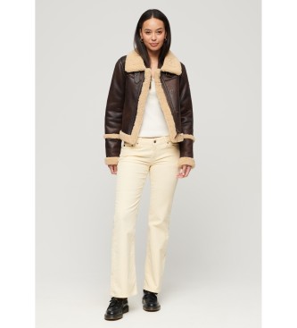 Superdry Bruin omgekeerd lam jasje