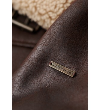 Superdry Bruin omgekeerd lam jasje