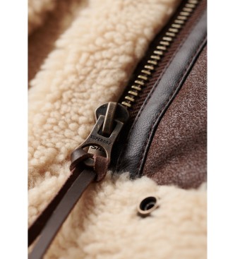 Superdry Bruin omgekeerd lam jasje