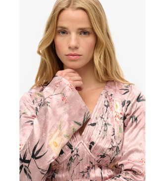 Superdry Vestido mini jacquard floral rosa