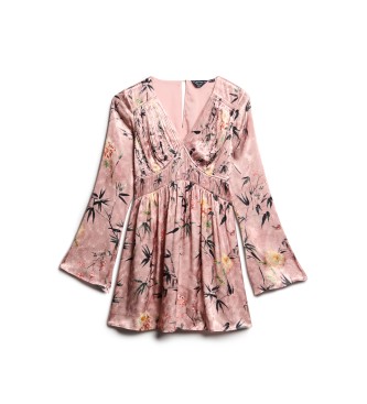 Superdry Vestido mini jacquard floral rosa
