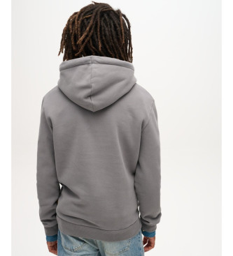 Superdry Beflockter Fade Grafik-Kapuzenpullover grau