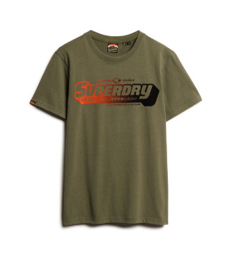 Superdry Grafična majica Flocked Fade zelena