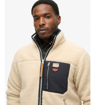 Superdry Felpa con zip intera beige retrò vintage