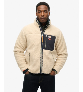 Superdry Felpa con zip intera beige retrò vintage