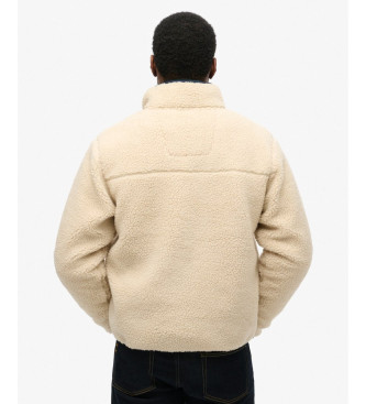 Superdry Vintage Retro beige fleeceforing med fuld lynls