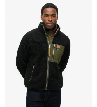 Superdry Vintage Retro fleeceforing med fuld lynls, sort