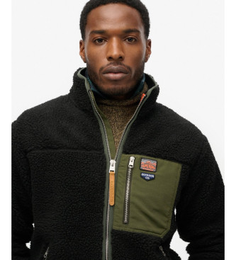 Superdry Vintage Retro fleeceforing med fuld lynls, sort