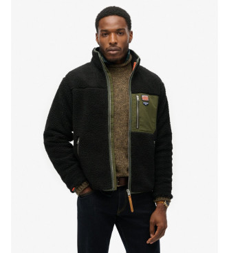 Superdry Vintage Retro fleeceforing med fuld lynls, sort