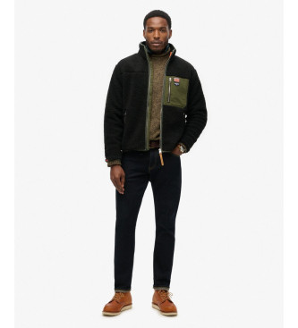 Superdry Vintage Retro fleeceforing med fuld lynls, sort