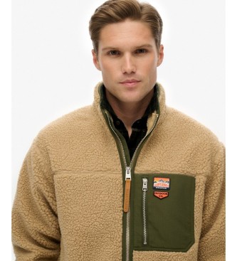 Superdry Kurtka polarowa Vintage Retro Full w kolorze brązowym