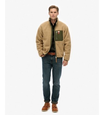 Superdry Kurtka polarowa Vintage Retro Full w kolorze brązowym