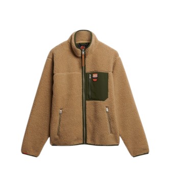 Superdry Kurtka polarowa Vintage Retro Full w kolorze brązowym