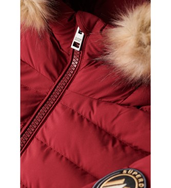 Superdry Gewatteerde jas van imitatiebont met capuchon Fuji rood