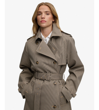Superdry Bruine gabardine met micro-hahnenfußruitjes