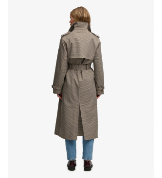 Superdry Bruine gabardine met micro-hahnenfußruitjes