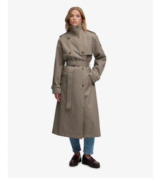 Superdry Bruine gabardine met micro-hahnenfußruitjes