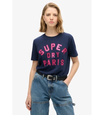 Superdry Marineblaues Glitzer-T-Shirt