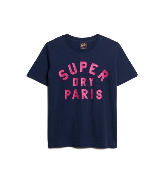 Superdry Marineblaues Glitzer-T-Shirt