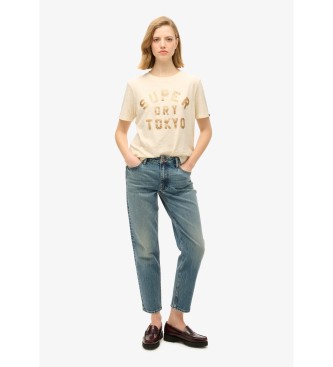 Superdry Beige glitter t-shirt