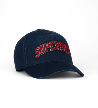 Superdry Cappellino da camionista blu navy con logo universitario
