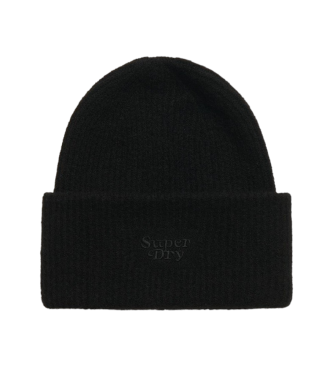 Superdry Gorro de punto de canal suave negro