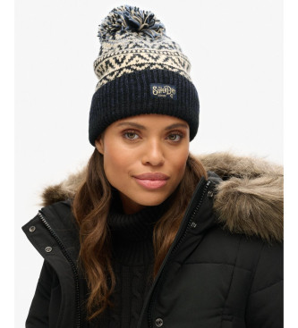 Superdry Navy print knitted hat