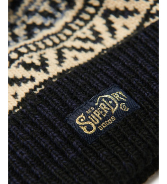 Superdry Strickmtze mit Marineprint