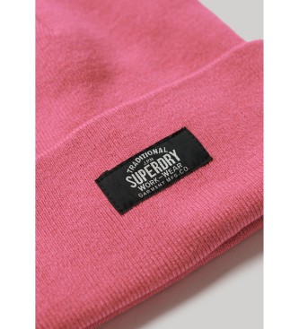 Superdry Classico cappello lavorato a maglia rosa