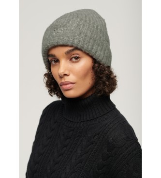 Superdry Grey ribbed knitted hat