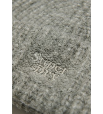 Superdry Grey ribbed knitted hat