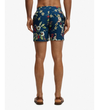 Superdry Costume da bagno con stampa hawaiana, taglia 16, blu navy