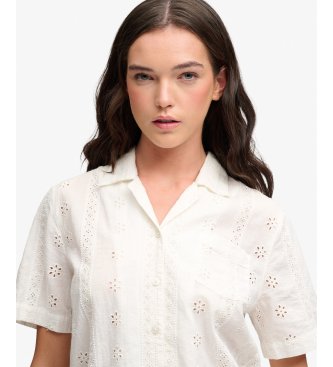 Superdry Chemise Heritage Broderie blanc cassé